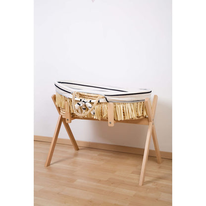 Childhome Mozesmand Raffia Met Matras En Hoes Marineblauw