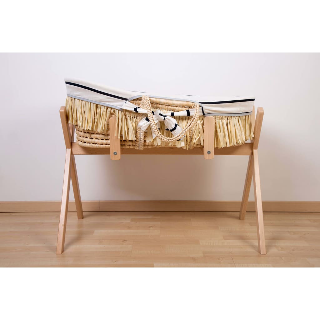 Childhome Mozesmand Raffia Met Matras En Hoes Marineblauw