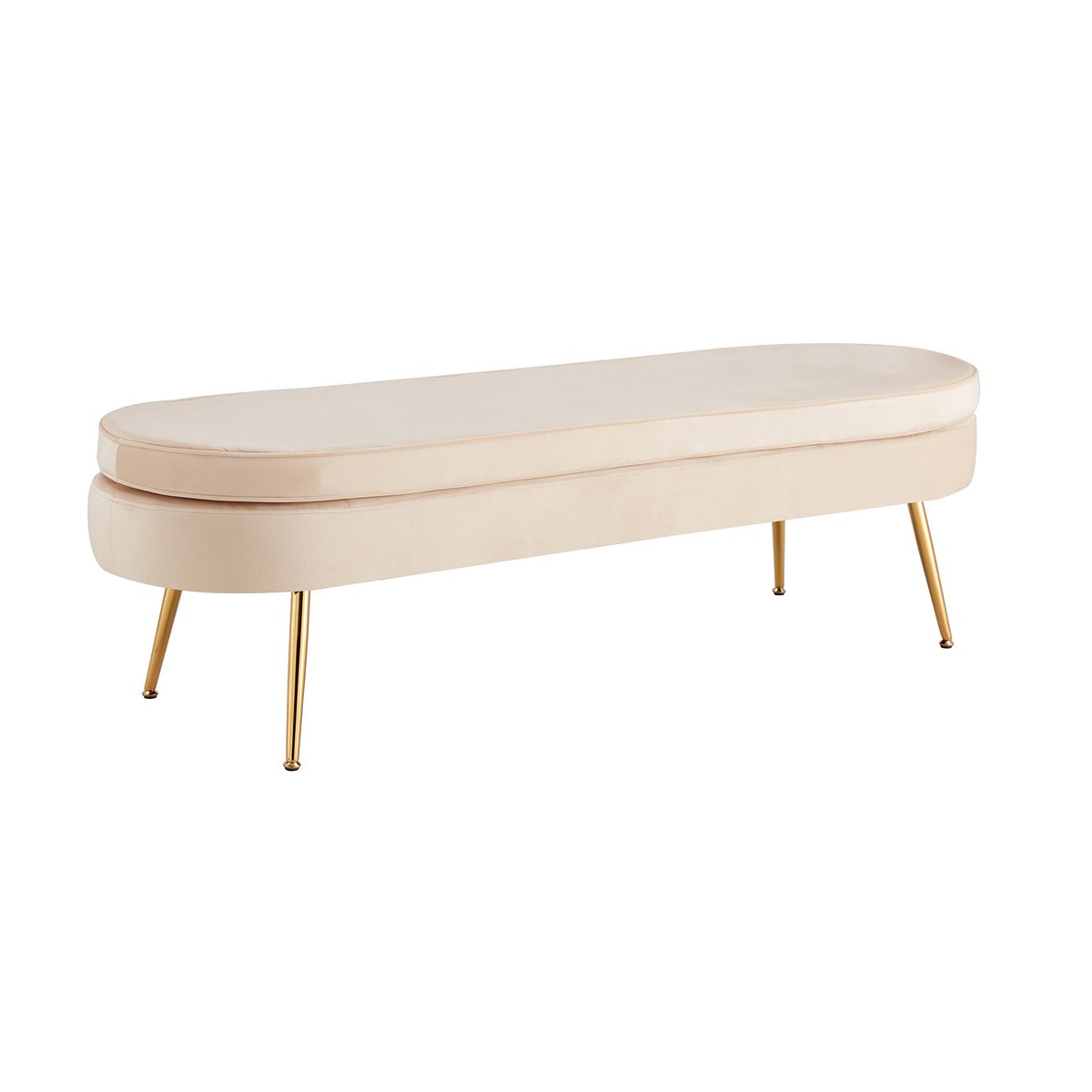 Poef ovaal 142x45x41 cm beige metaal