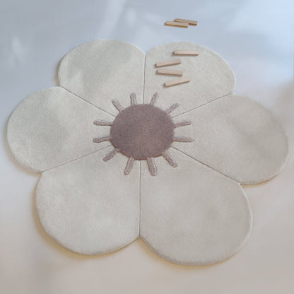 Kindertapijt rond 90 cm wol bloemen