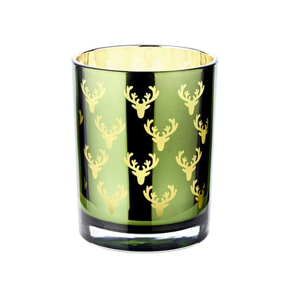 Theelicht glas groen H 8 cm