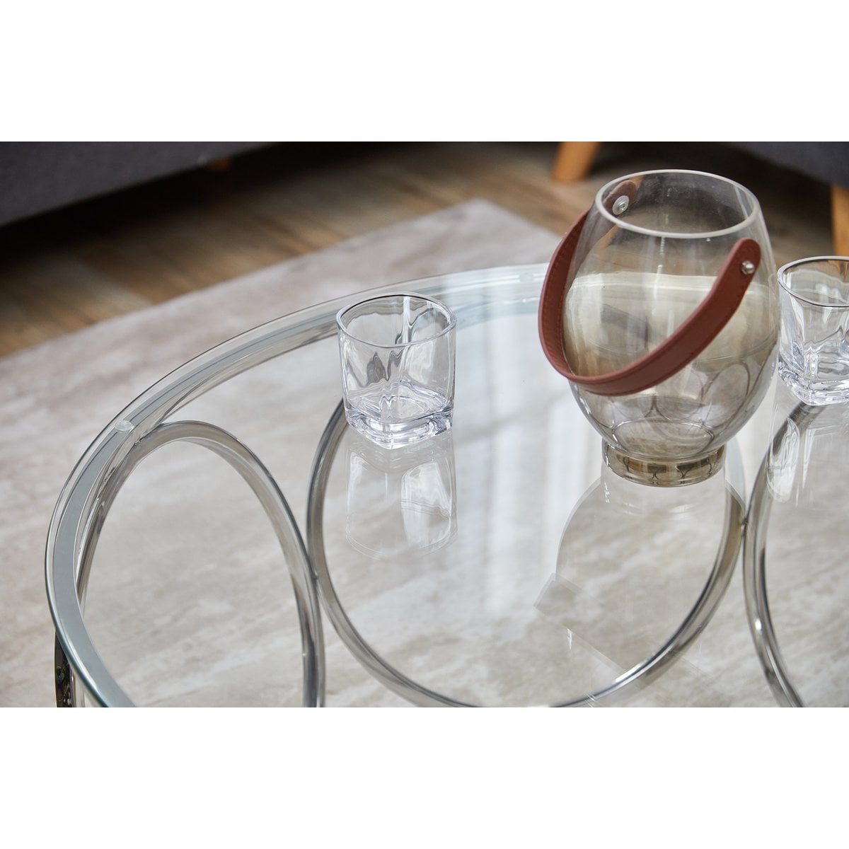 Coffee table Ø 80 cm silver/clear glass