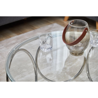 Coffee table Ø 80 cm silver/clear glass
