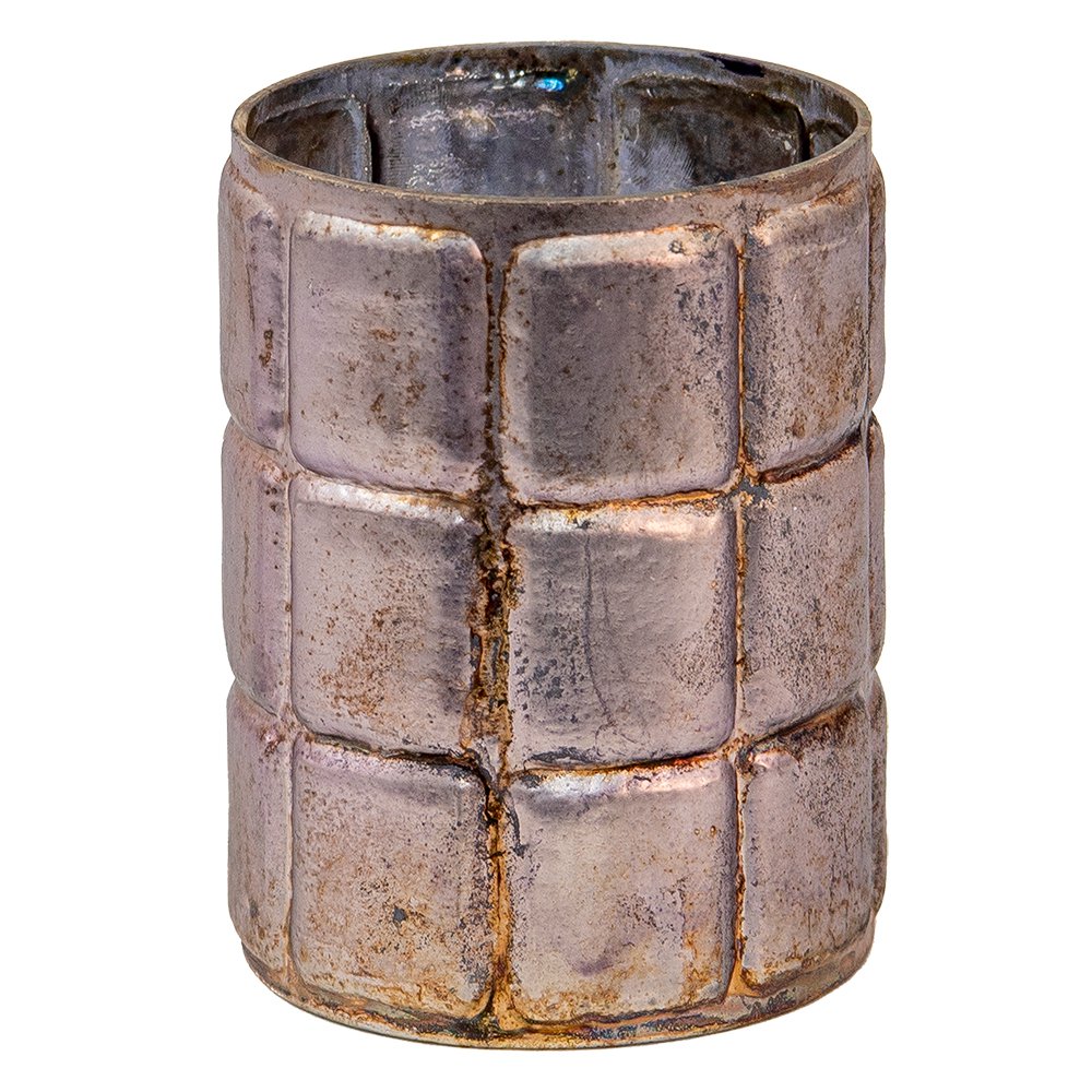 Theelichthouder Ø 7x9 cm zilverkleurig glas metaal