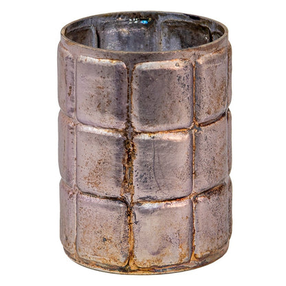 Theelichthouder Ø 7x9 cm zilverkleurig glas metaal