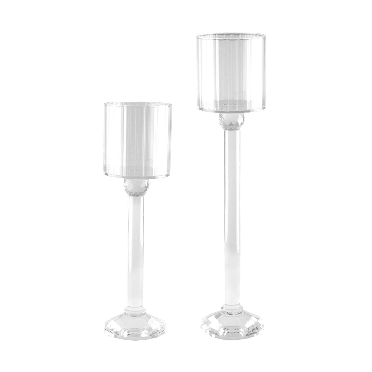 Kandelaar kristal glas 10x10x35 cm transparant