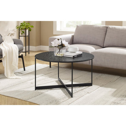 Salontafel rond Ø 80 cm rookglas zwart