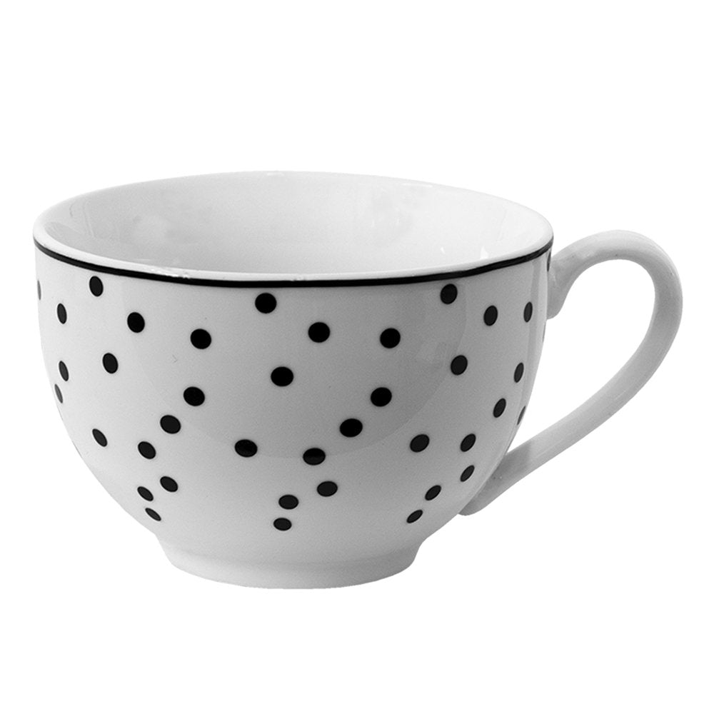 Kop en schotel 238 ml wit zwart polyresin