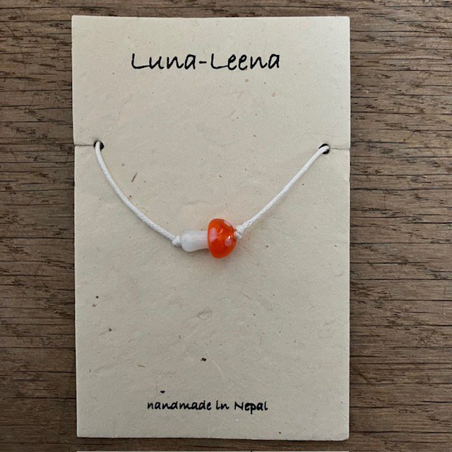 Luna Leena Kinderarmband Paddestoel Oranje Handgemaakt Nepal