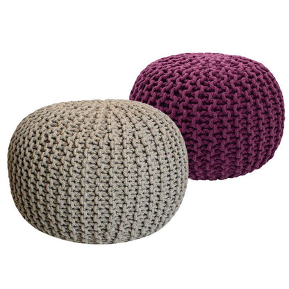 Poef set 2 stuks Ø55x37 cm grofgebreid