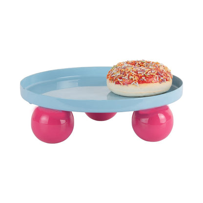 Dienblad rond 20 cm blauw ijzer