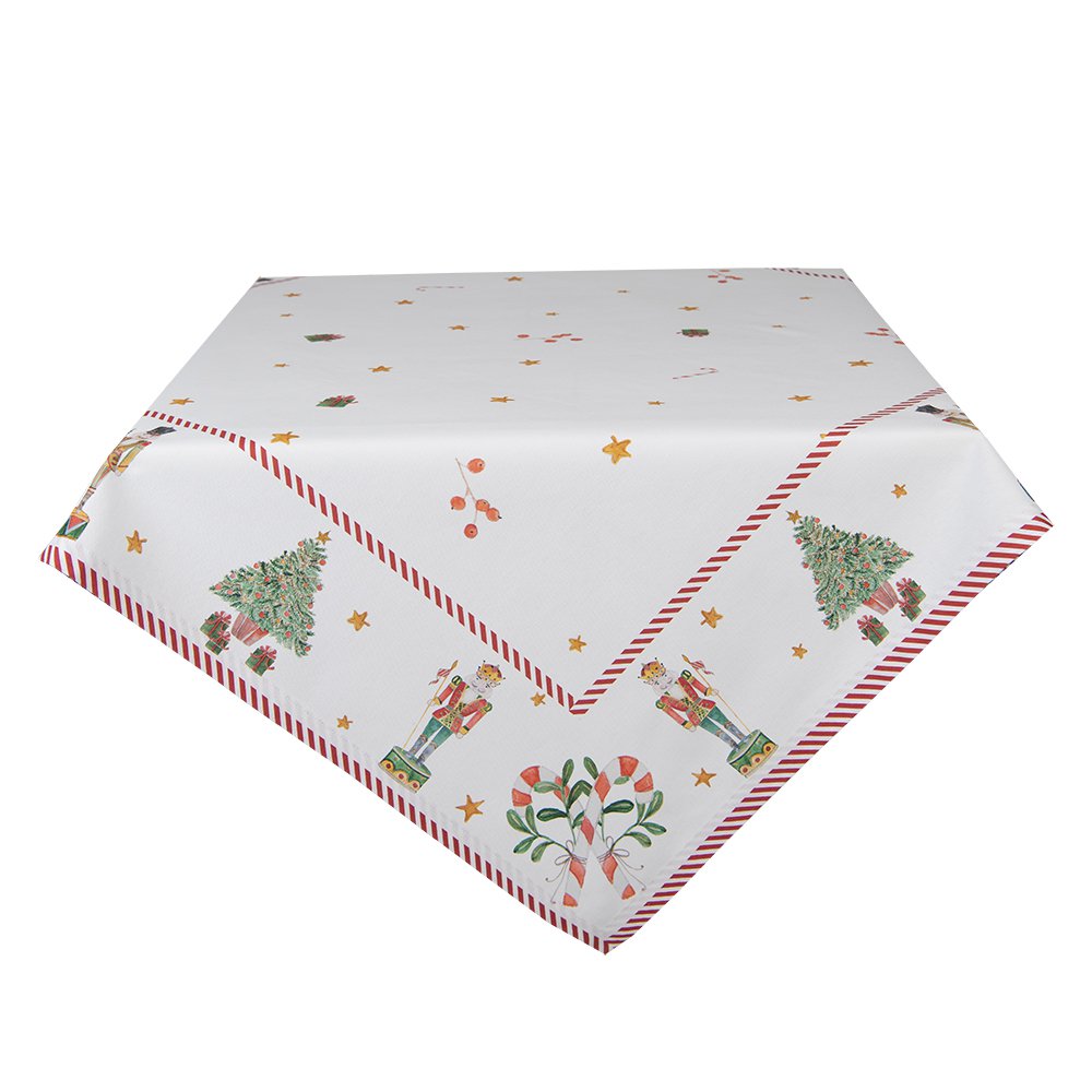 Tafelkleed Kerst Wit Groen 150x150 cm