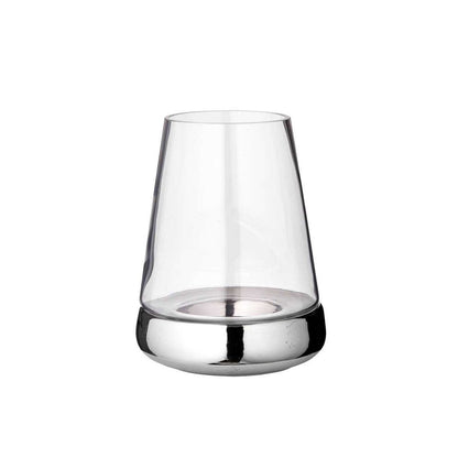 Lantaarnkaars glas 28 cm zilver hout