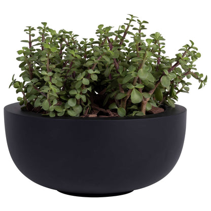 Plantenpot Ø33x15 cm glasvezel zwart set van 2