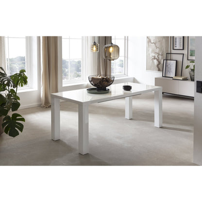 Eettafel 120-240x80 cm wit hoogglans MDF