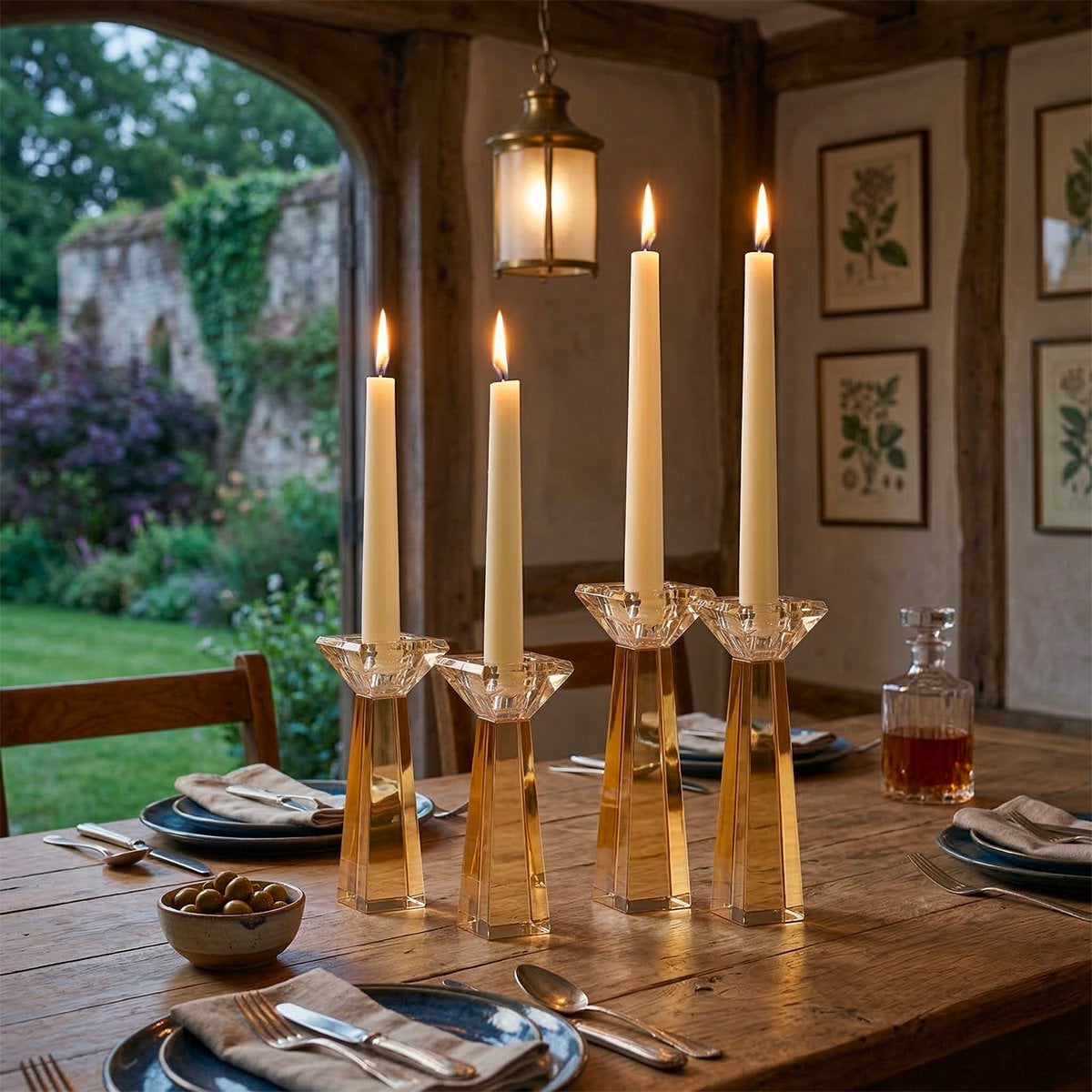 Amber Candlesticks H20cm - Set of 2