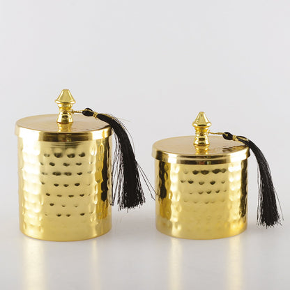 Opbergdoos metaal 8x8x10cm goud