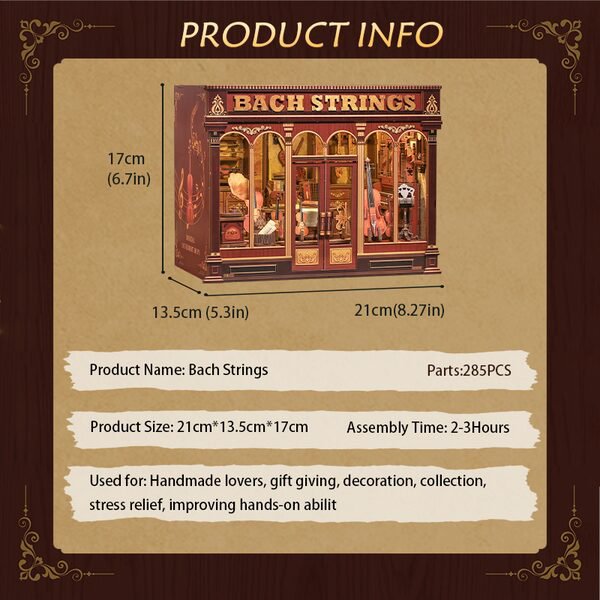 3D DIY huisje Bach String 21x13x17cm hout
