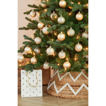 Christmas Tree Skirt - H25 x Ø50 cm - Banana Leaf - Brown, White