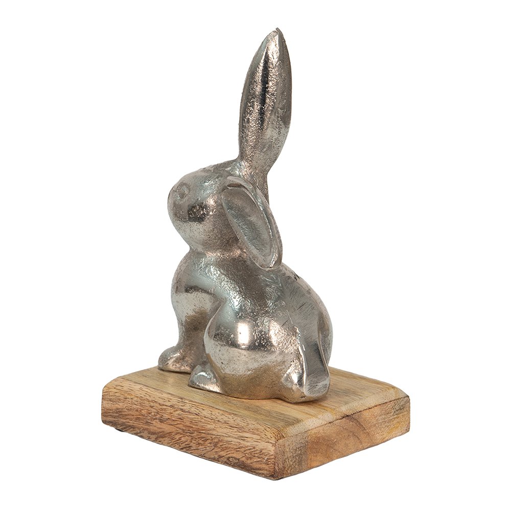 Beeld konijn 11x10x20 cm zilver aluminium