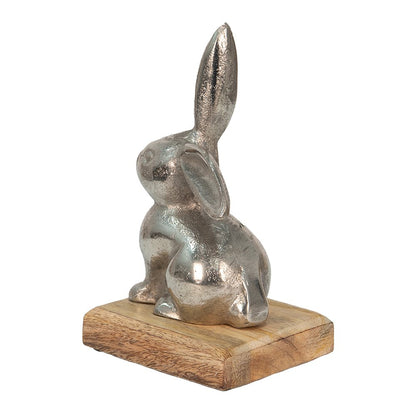 Beeld konijn 11x10x20 cm zilver aluminium