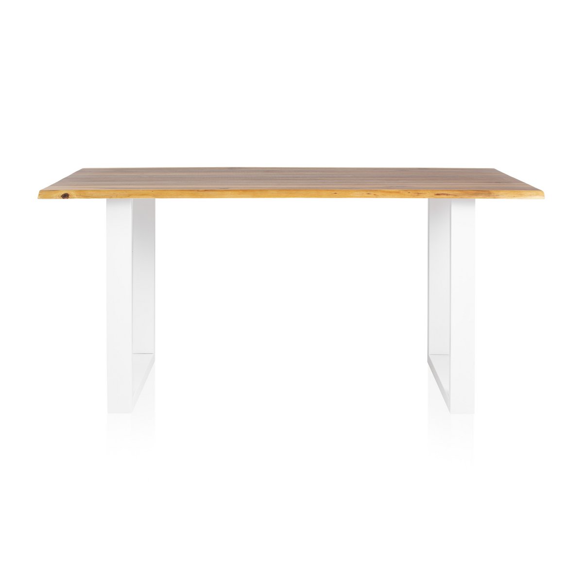 Eettafel massief acaciahout 200x100x75 cm wit frame