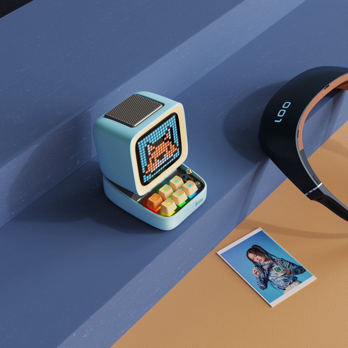 Divoom Ditoo Pro - Bluetooth-luidspreker met instelbare pixelweergave - Blauw