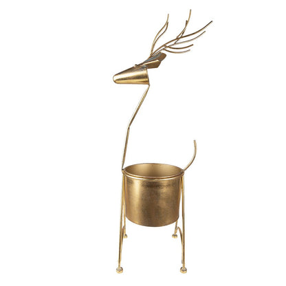 Plantenstandaard rendier 78 cm goud metaal