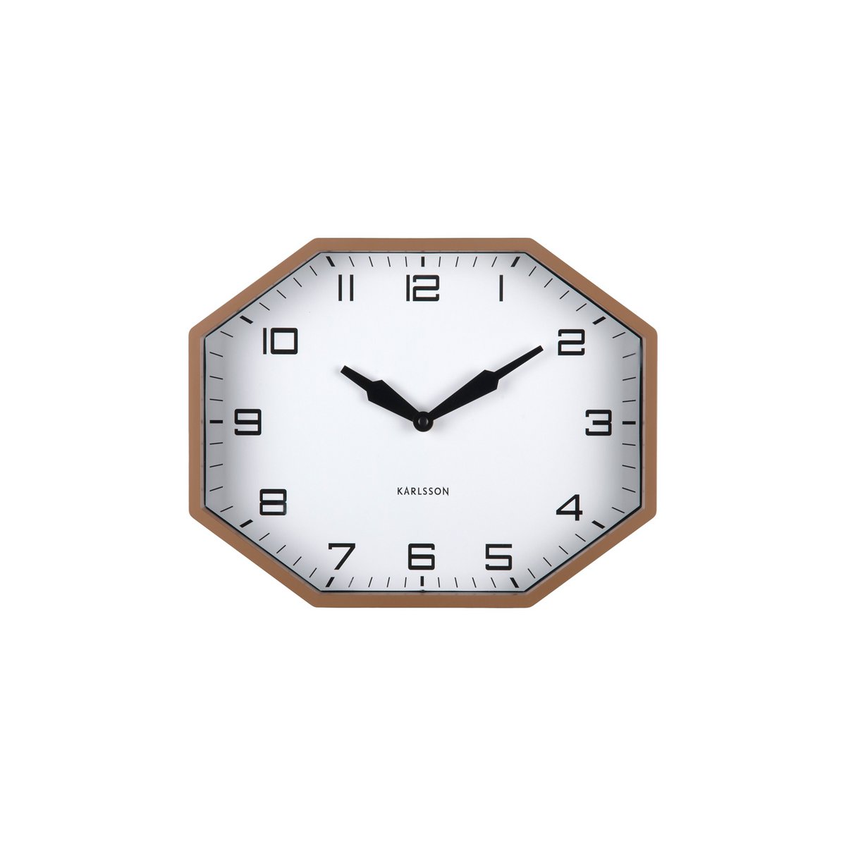 Wandklok achthoek 32x26 cm bruin
