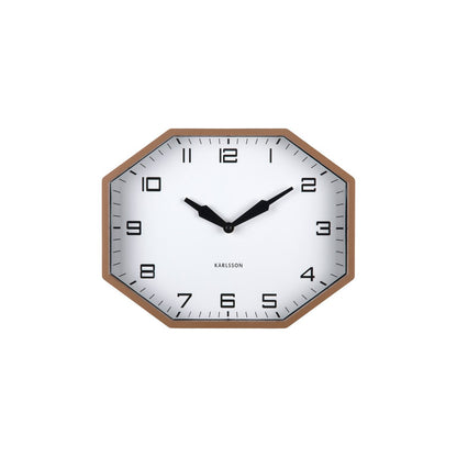 Wandklok achthoek 32x26 cm bruin