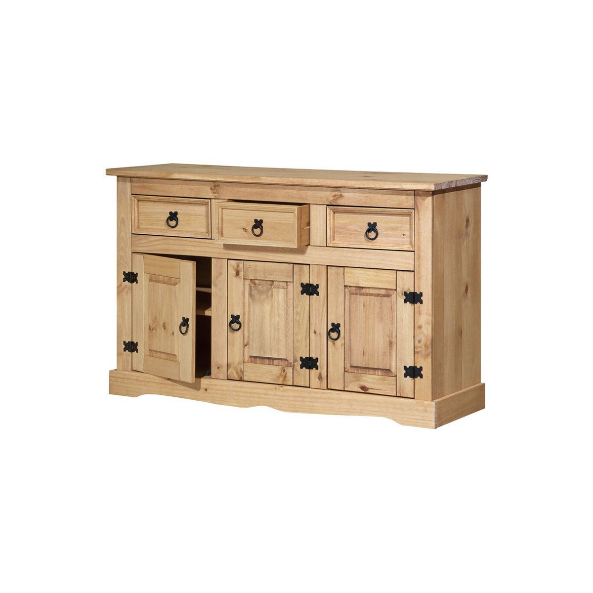 Sideboard Made Of Solid Pine, Honey Tone With Finish