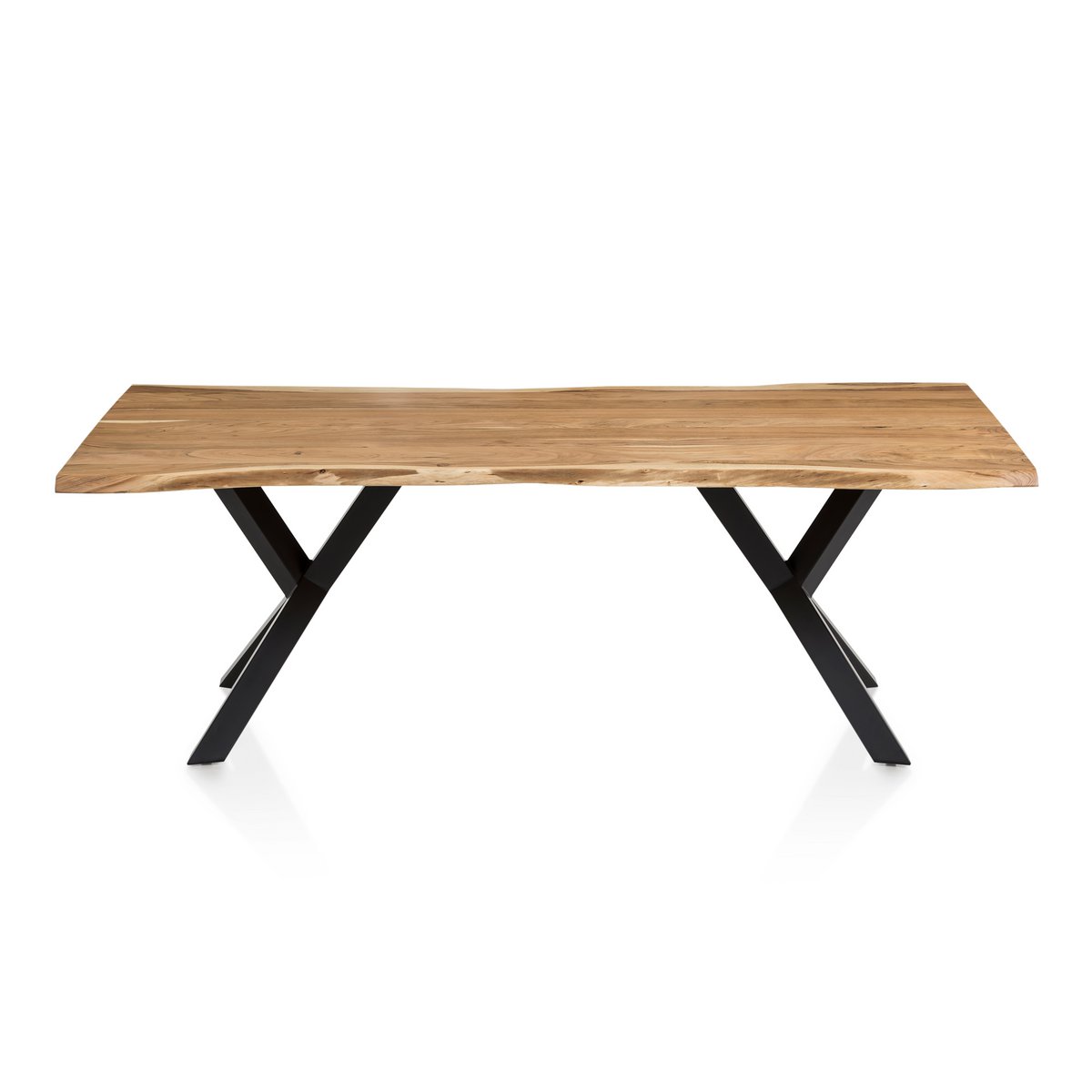 Eettafel 220x110 cm massief acaciahout met 4 stoelen en bank