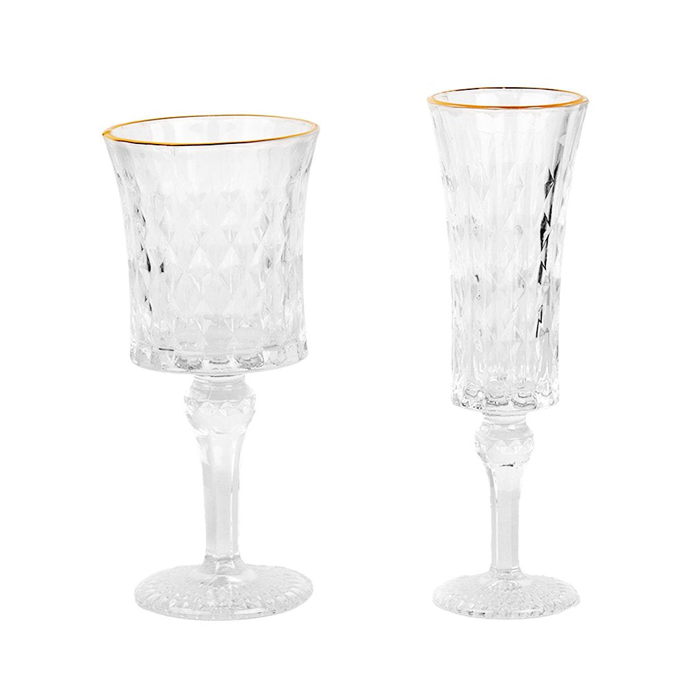 Wijnglas 200 ml transparant met gouden rand