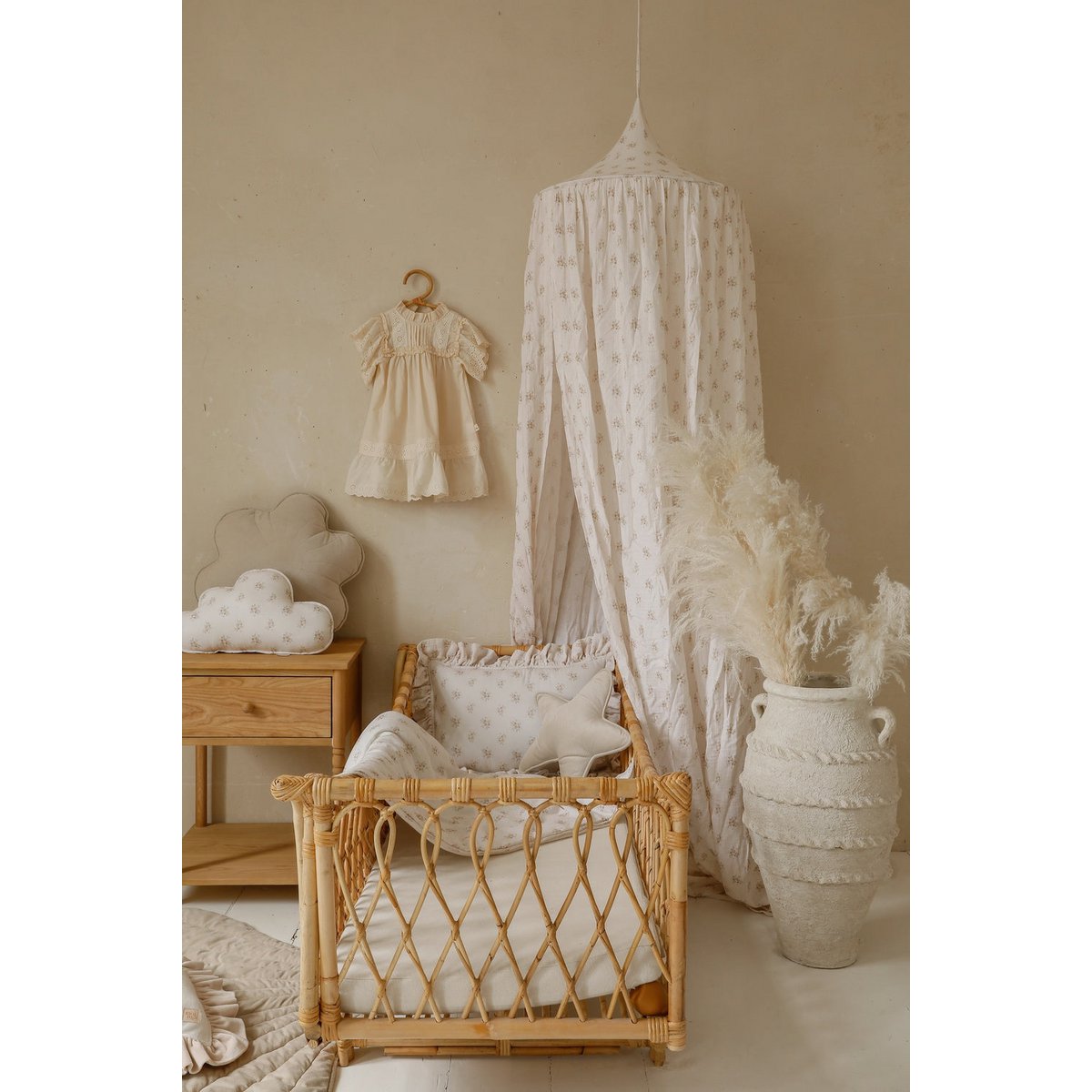 Mousseline Baldakijn Boho Flowers Voor Wieg En Kinderkamer