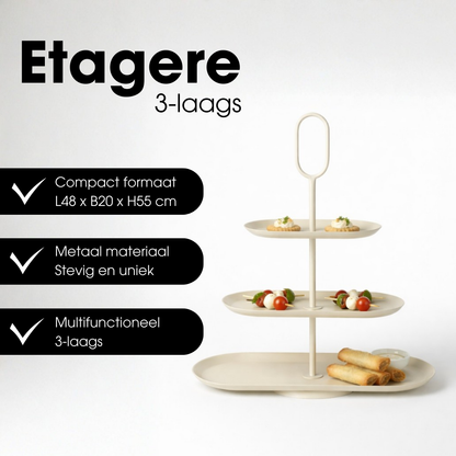 Etagère ijzer beige 3 niveaus 48x20x55 cm