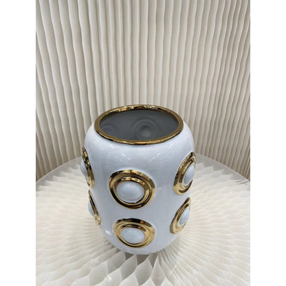 Vaas 37 cm goud wit zilver keramiek