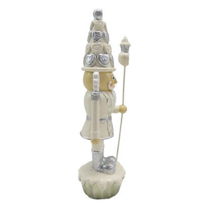 Notenkrakerbeeld 16 cm wit zilverkleurig kunststof