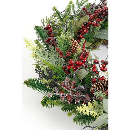 Kerstkrans 50 cm dennenappels bordeaux