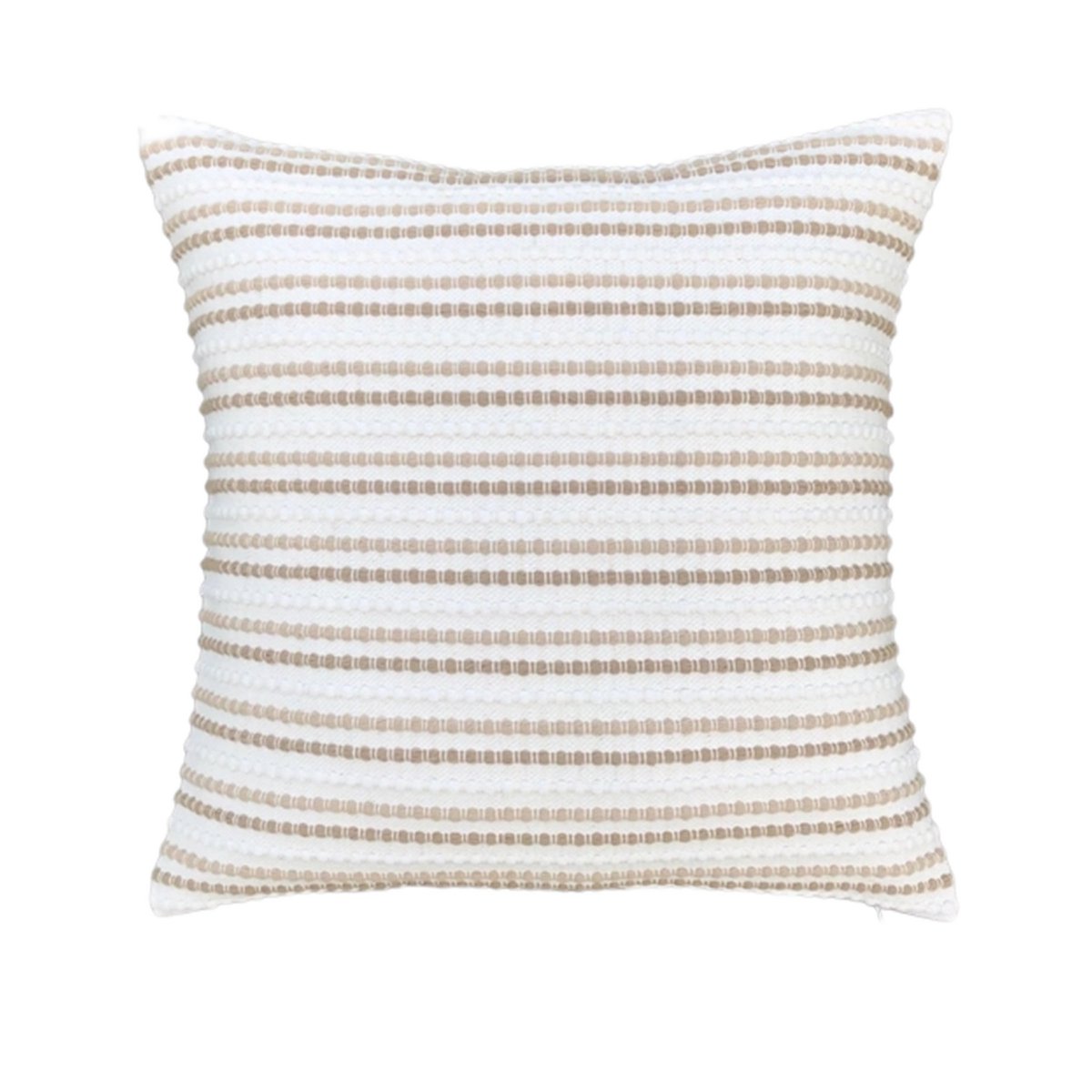 Kussenhoes 45x45 cm beige gestreept katoen