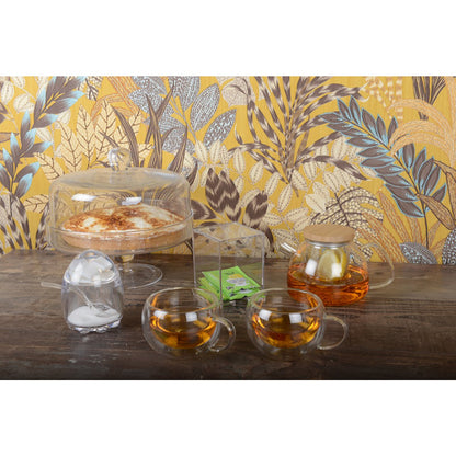 Theepot 1L glas met houten deksel