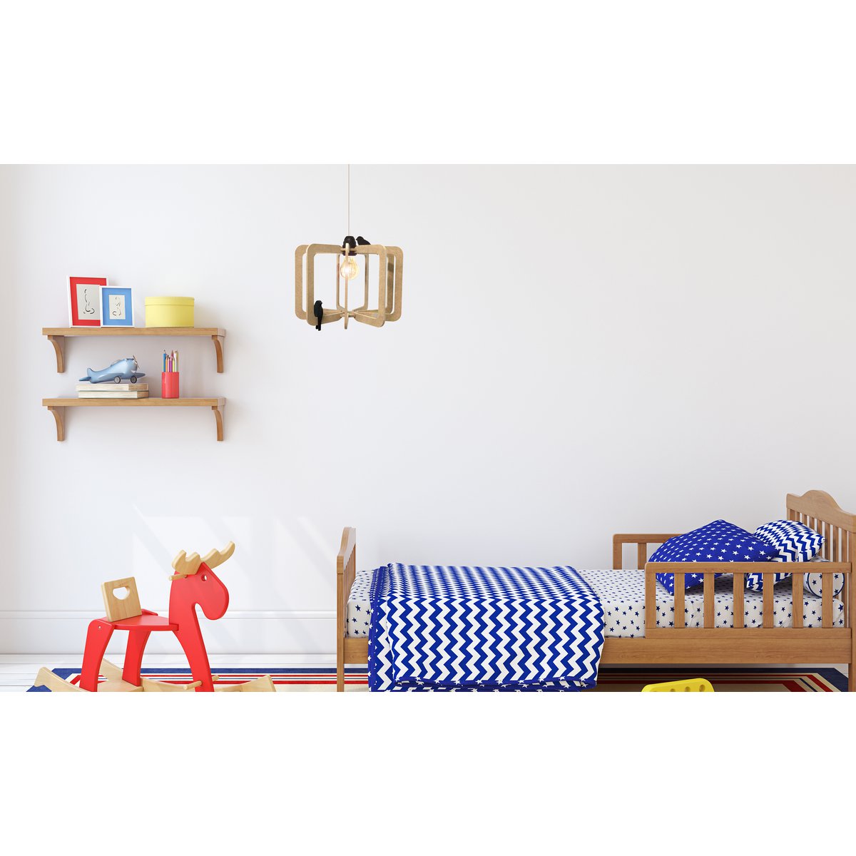 Hanglamp hout 30 cm MDF zwart