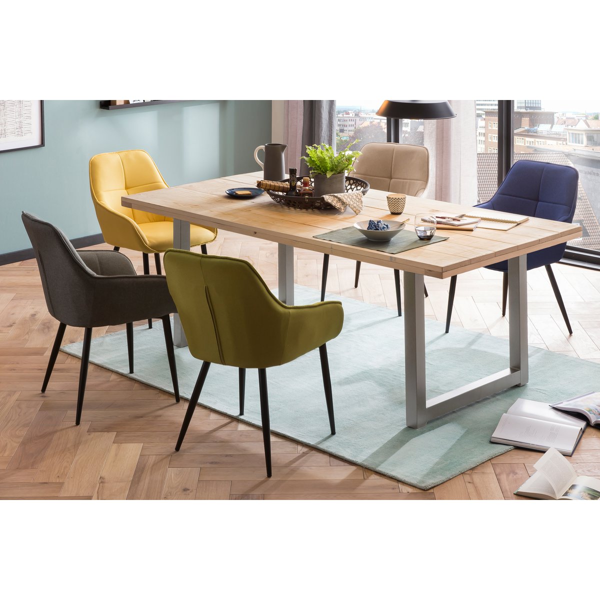 Eettafel mangohout 200x100 cm industrieel