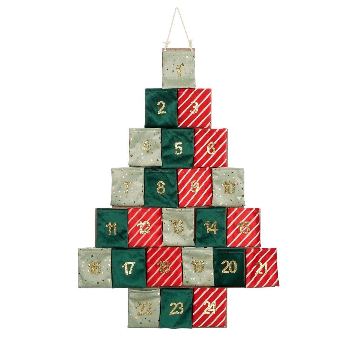 Adventskalender kerstboom vilt groen 72x51 cm