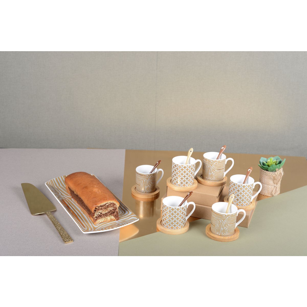 Cakeplateau set van 2 goud 25.4x12x0.9 cm