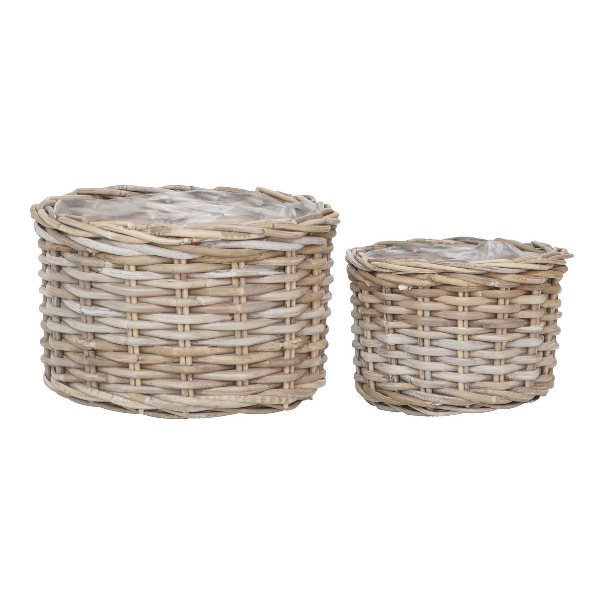 Kubu Rattan manden set van 2 naturel Ø35x22 cm