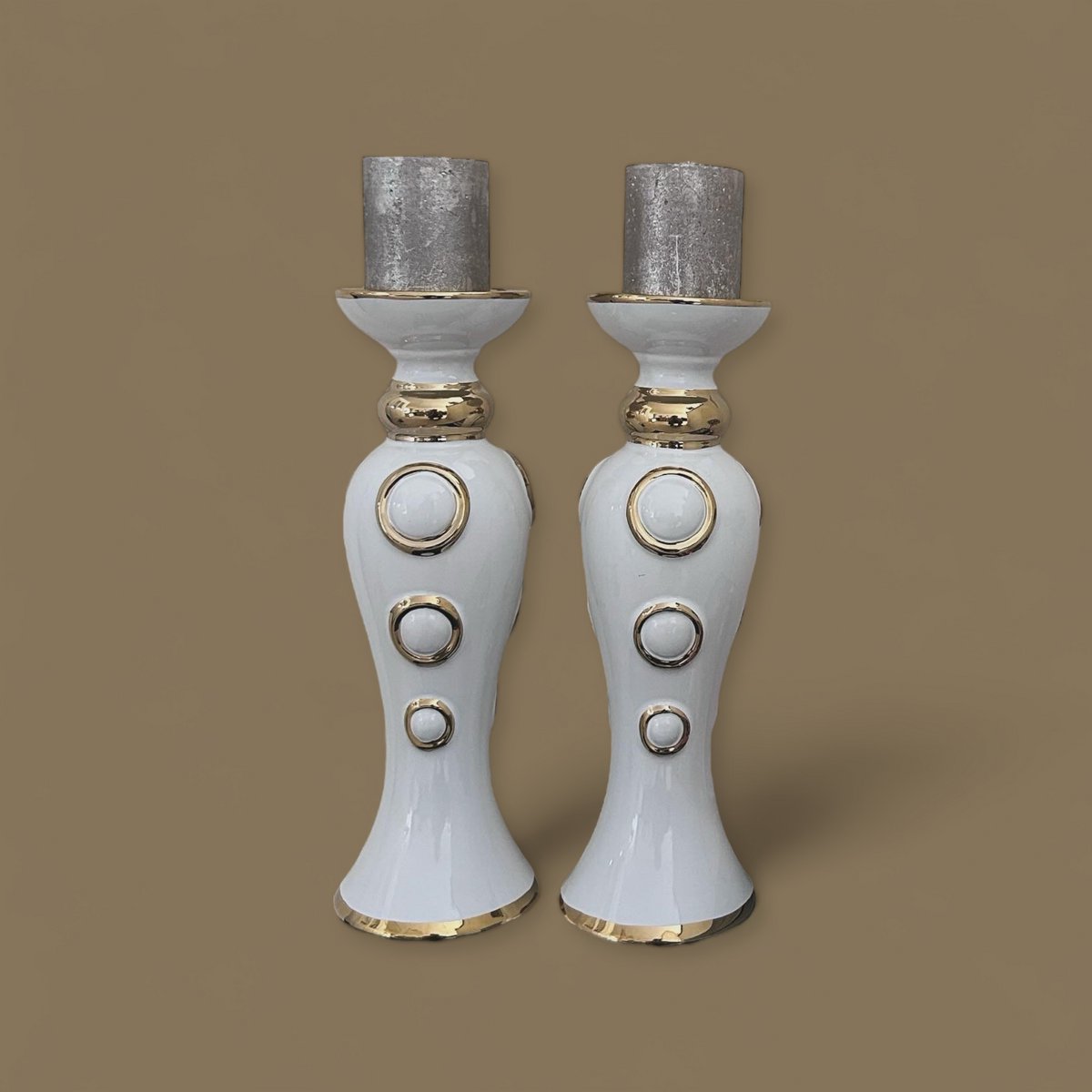 Set Van 2 Cirkelkaarshouders Wit En Goud H34 Cm B11 Cm