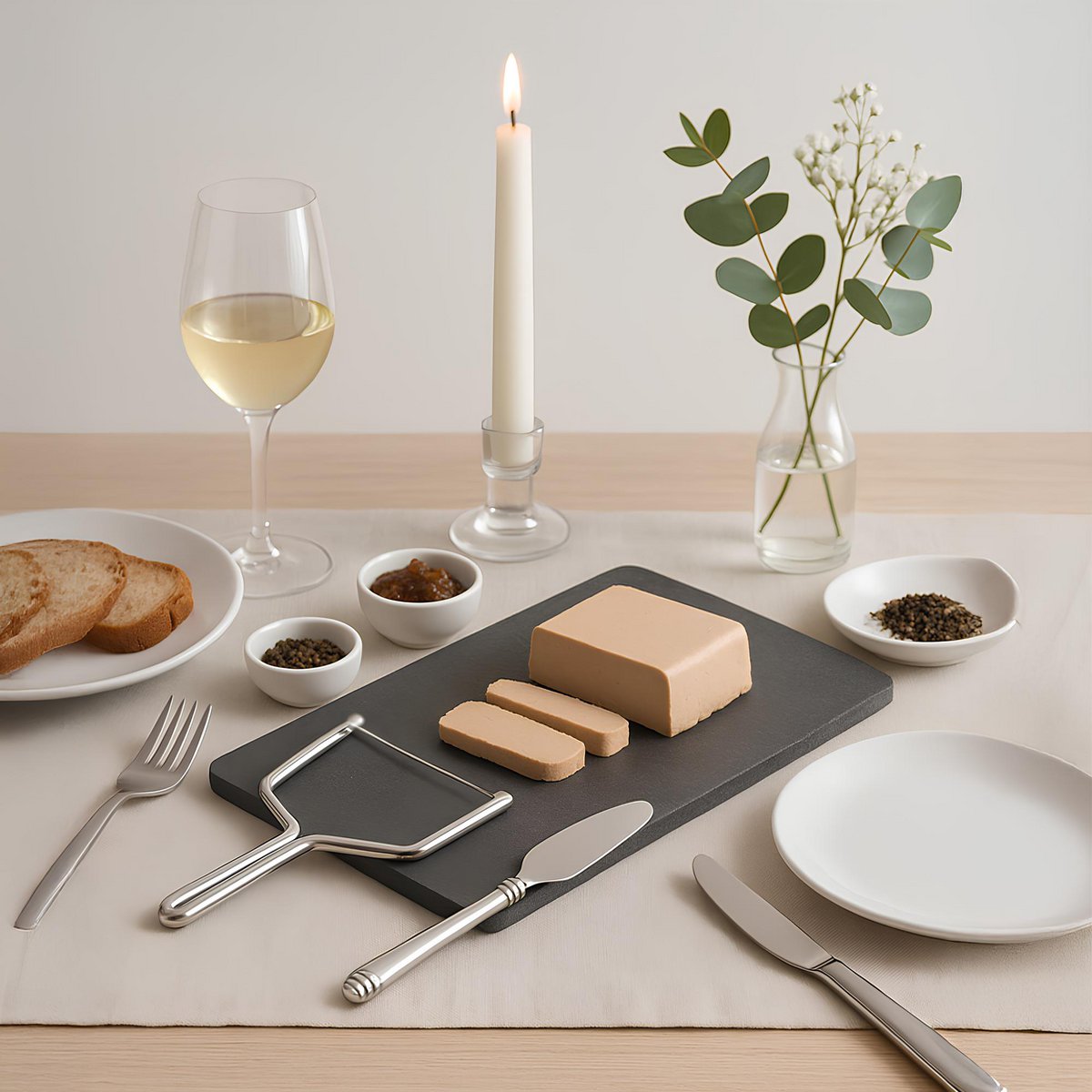 Foie gras set metaal zilver 21x21x1.7 cm