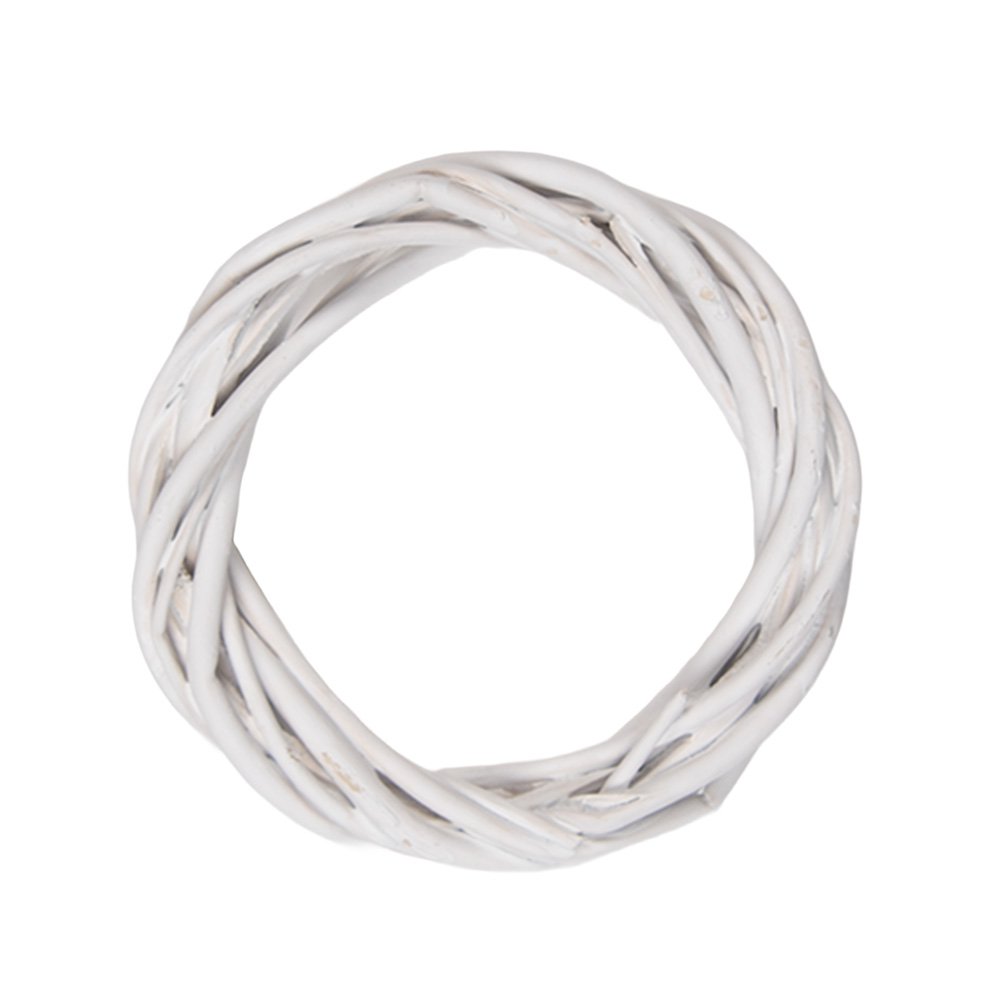 Krans Ø 10x2 cm Wit Rotan