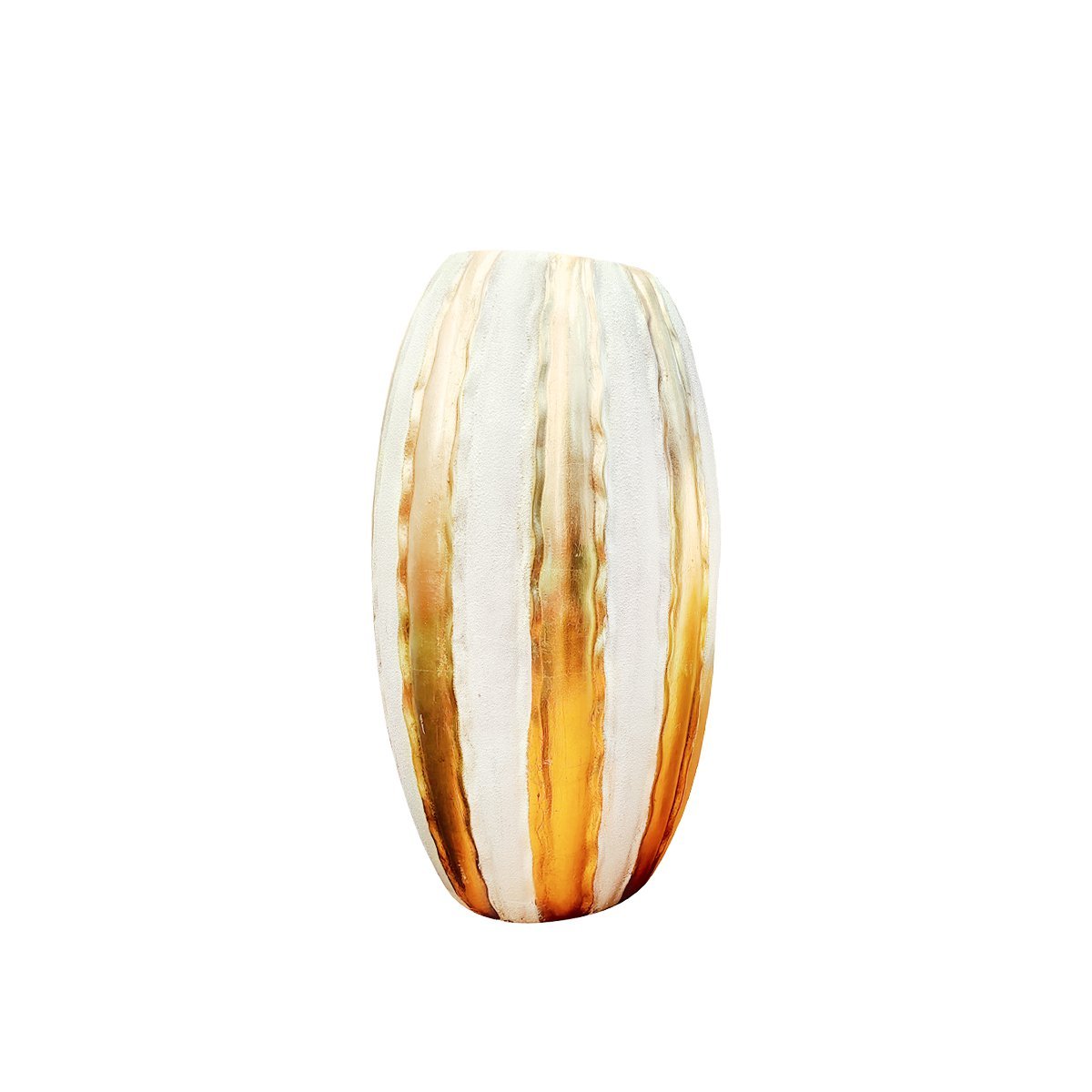 Vaas polyresine wit goud gestreept 41x41x81 cm