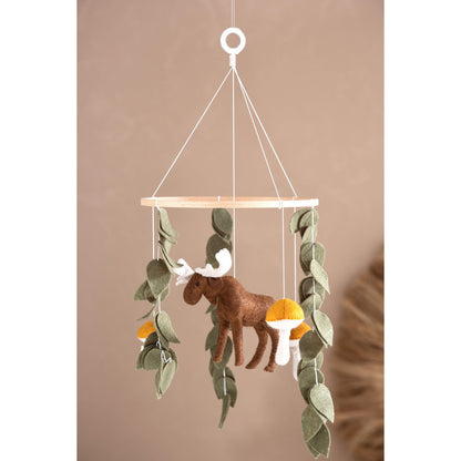 Babymobiel rendier 21,5x40 cm groen bruin wit mosterd